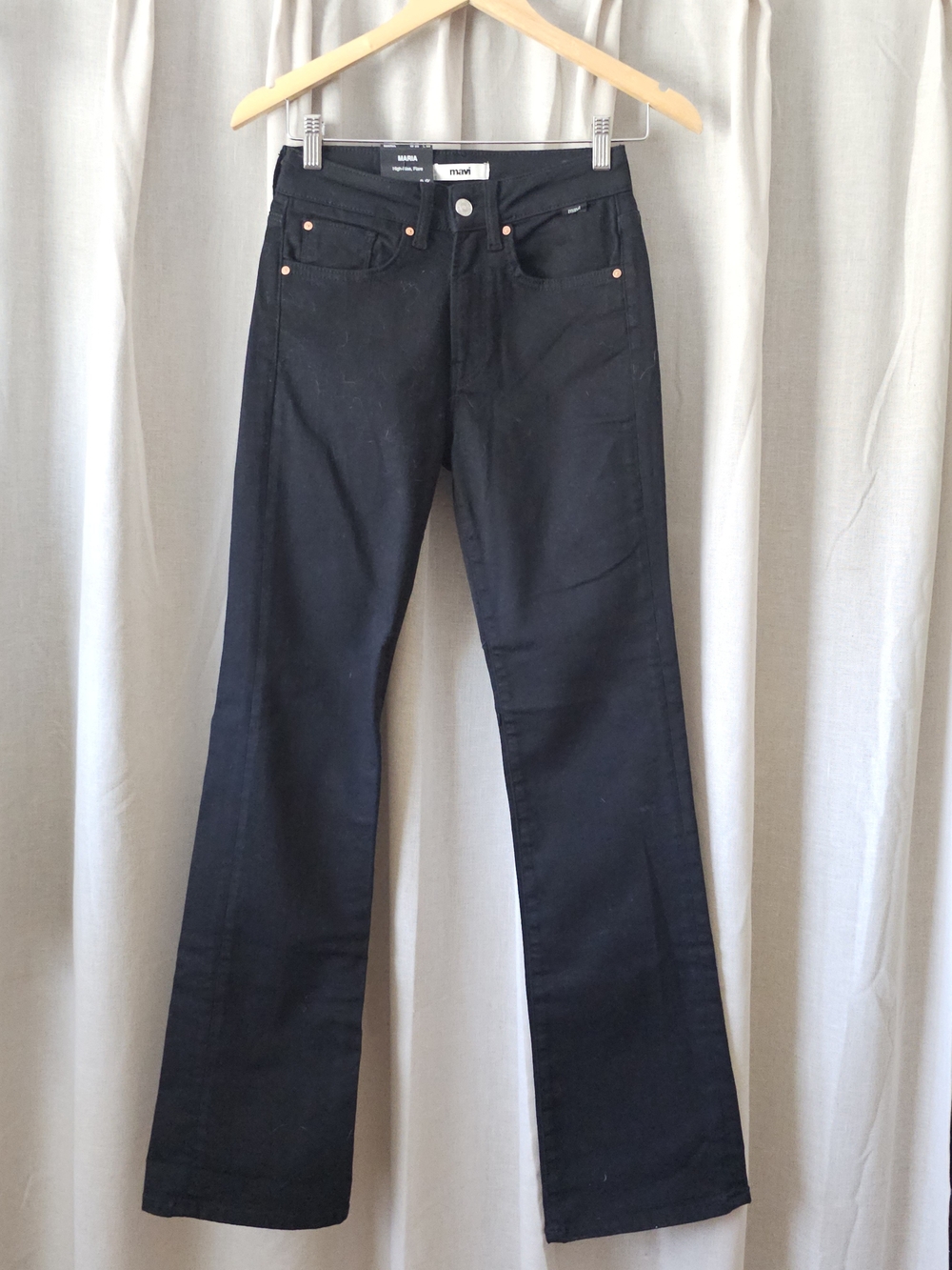 Mavi Maria High Rise Flare Jeans Black Stretch Denim Size 26